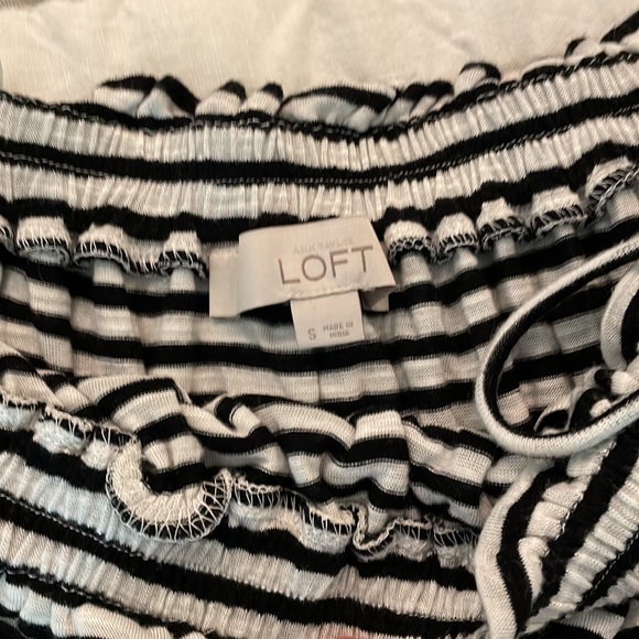 Loft Off the Shoulder Striped Short Sleeve Shirt - Picture 3 of 4